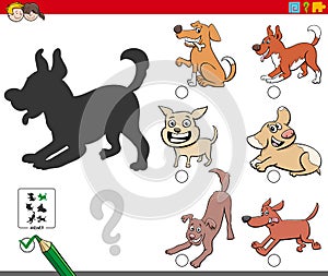 Shadows task with playful dogs characters