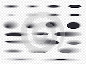 Shadows vector set of round circles with different illumination angles