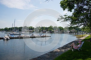 A peaceful place to relax and read at Mamaroneck Harbor Island Park