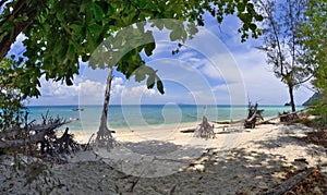 Shady beach on Poda island, Thailand