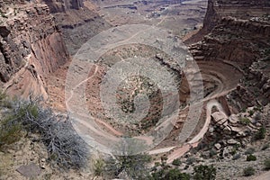 Shafer Canyon road near Colorado river in Canyonlands National Park, Utah