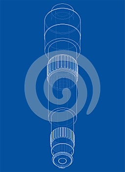 Shaft with gear wheel. Vector
