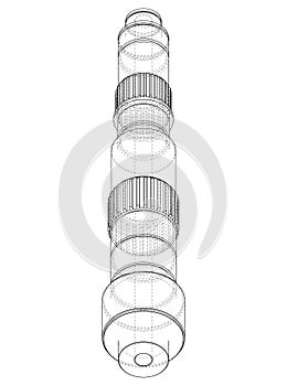 Shaft with gear wheel. Vector
