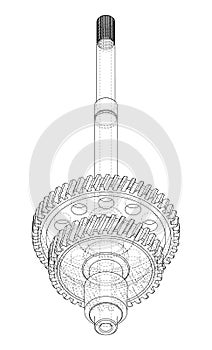 Shaft with gear wheel. Vector