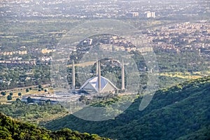 Shah Faisal mosque is the masjid in Islamabad, Pakistan. Located on the foothills of Margalla Hills. The largest mosque design of photo