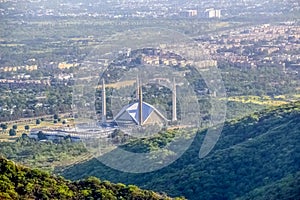 Shah Faisal mosque is the masjid in Islamabad, Pakistan. Located on the foothills of Margalla Hills. The largest mosque design of photo