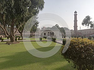 Shahi Masjid, shahi mosque Lahore Huzuri Bagh and twelve doors doors monument of Mughal era of subcontinent in Pakistan