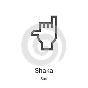 shaka icon vector from surf collection. Thin line shaka outline icon vector illustration. Linear symbol for use on web and mobile