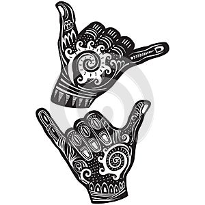 Shaka surf hand sign