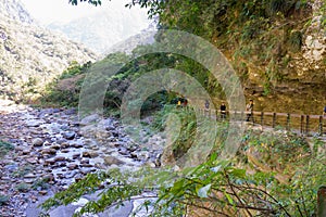 Shakadang Trail Mysterious Valley Trail at Taroko National Park. a famous tourist spot in Xiulin, Hualien, Taiwan