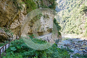 Shakadang Trail Mysterious Valley Trail at Taroko National Park. a famous tourist spot in Xiulin, Hualien, Taiwan