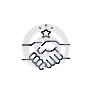 shake hands vector icon  on white background. Outline, thin line shake hands icon for website design and mobile, app