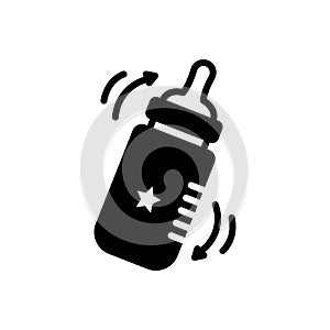 Black solid icon for Shake, milk bottle and liquid