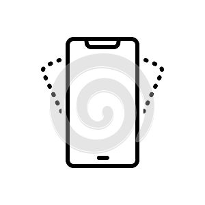 Black line icon for Shake, smartphone and vibrate photo