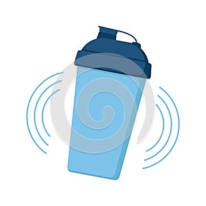 Shaker bottle mix with protein drink icon. Shake mug for protein cocktails. Personal refillable sports and fitness
