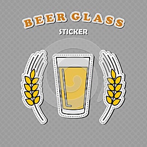Shaker pint beer glass and two wheat spikes stickers