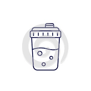 Shaker with protein, sports nutrition line icon