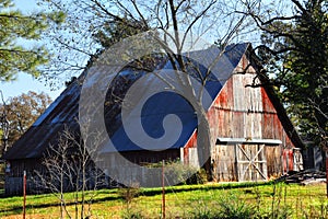 Shaker Style Red Barn Morning Lit