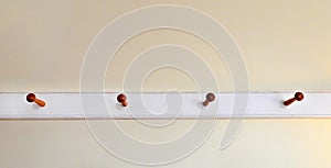 Shaker wall peg rack in a historic farmhouse