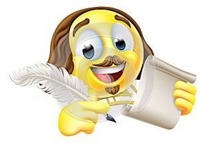 Shakespeare Poet Emoticon Emoji Cartoon Face Icon photo