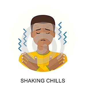 Shaking chills, feeling feverish, shaking body. Isolated flat style vector character illustration photo
