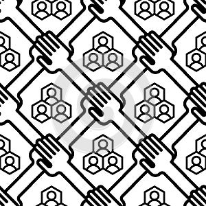 Shaking hands business handshake seamless pattern partnership success agreement deal greeting vector illustration