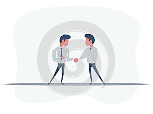 Shaking hands business illustration , symbol of success deal, happy partnership, greeting shake, casual handshaking