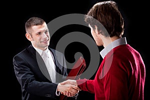 Shaking hands with a client