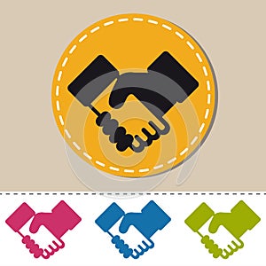 Shaking Hands - Colorful Business Vector Illustration - Isolated On Monochrome Background