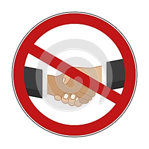 Shaking hands prohibited warning sign