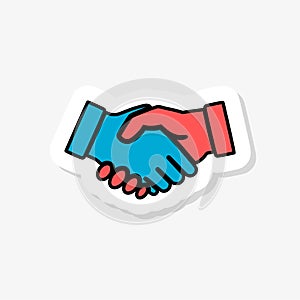 Shaking hands sticker icon isolated on white background. Shaking hands icon simple sign