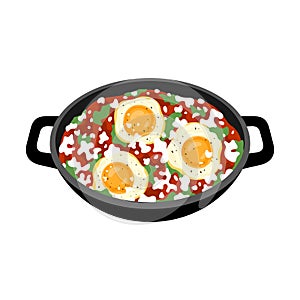 Shakshouka vector illustration. Traditional Middle Eastern cuisine.