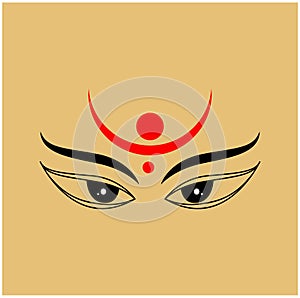 Shakti face icon. Lord Durga face illustration