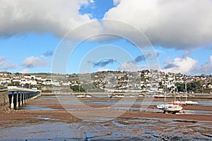 Shaldon bridge over the River Teign, Devon, at low tide