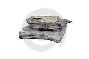 Specimen of shale sedimentary rock isolated on white background. photo