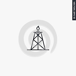 Shale gas rig, linear style sign for mobile concept and web design