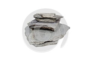 Shale sedimentary rocks isolated on white background