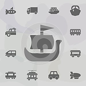 Shallop, ship, Viking icon. Simple set of transport icons. One of the collection for websites, web design, mobile app