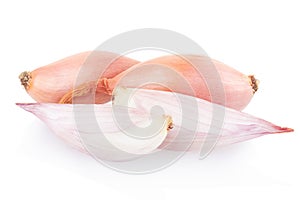 Shallot onions and half on white
