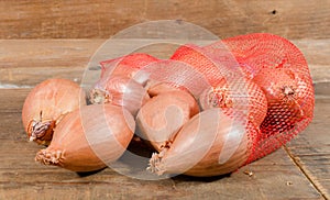 Shallots in a net