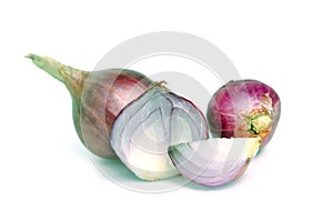 Shallots, onions, isolated on white background