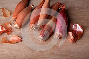 Shallots ready for use as ingredients in cooking