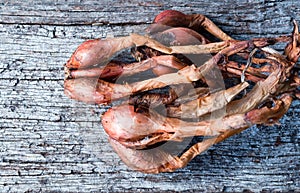 Shallots on wooden