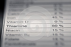 Shallow depth of Field image of Nutrition Facts