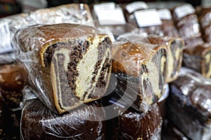 Shallow depth of field selective focus image with traditional Romanian winter holidays and easter baked sweet bread dessert