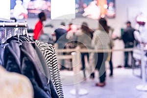 Shallow dof image of checkout counter at clothing store in America