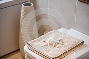 Shallow focus bathroom detail with seashells