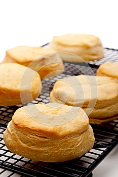 Shallow focus close up of fresh baked biscuits