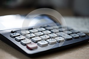 Shallow focus of some of the keys on a typical business orientated digital calculator.