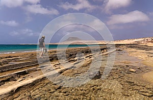 Shallow lagoon Bahia del Salado on La Graciosa, Canary Islands